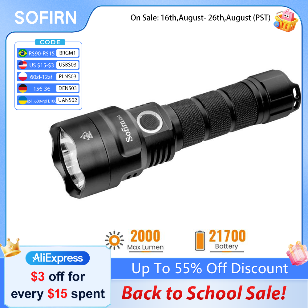 Outdoor Power Group - SOFIRN C8G Powerful LED Flashlight 21700